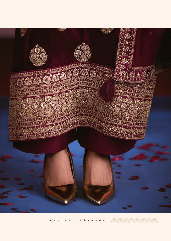 AIQA ZARNISH WHOLESALE VISCOSE VELVET WINTER FANCY DESIGN UNSTITCH SALWAR SUITS FOR EXPORT