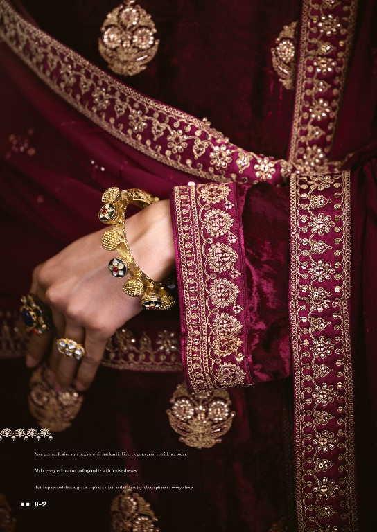 AIQA ZARNISH WHOLESALE VISCOSE VELVET WINTER FANCY DESIGN UNSTITCH SALWAR SUITS FOR EXPORT