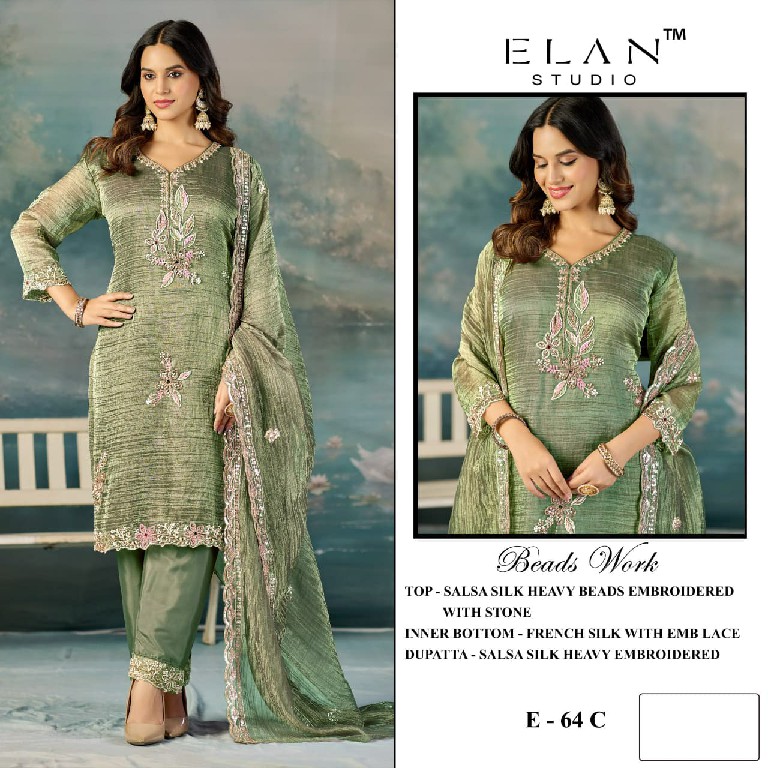 ELAN STUDIO D.NO E-64 WHOLESALE SALSA HEAVY BEADS WORK UNSTITCH SALWAR KAMEEZ ONLINE