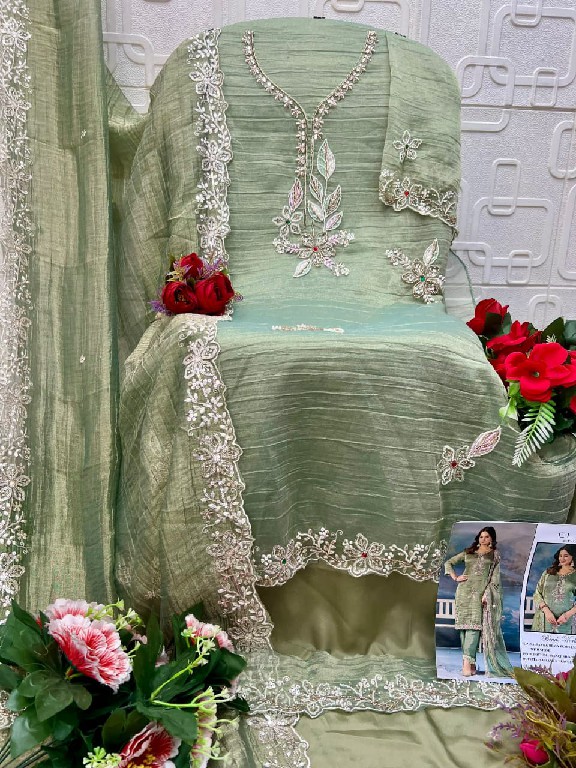 ELAN STUDIO D.NO E-64 WHOLESALE SALSA HEAVY BEADS WORK UNSTITCH SALWAR KAMEEZ ONLINE