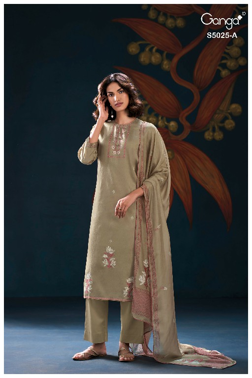 GANGA FIORI S5025 WHOLESALE PREMIUM COTTON CLASSY DESIGN UNSTITCH SALWAR SUITS SUPPLIER