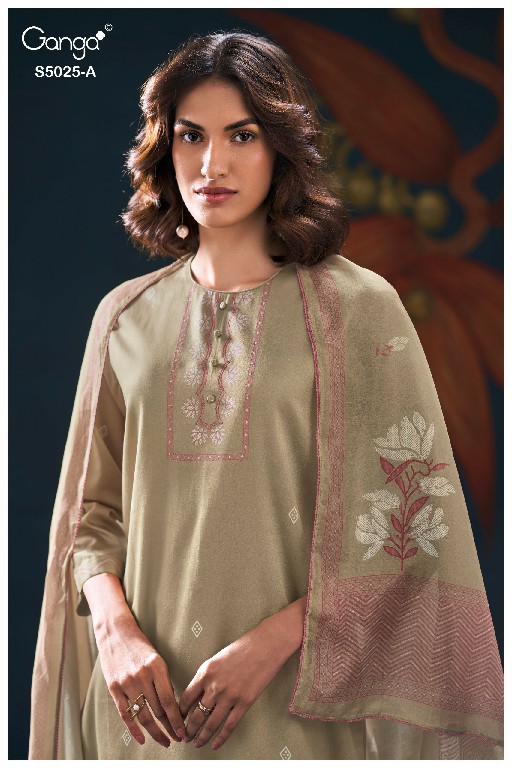 GANGA FIORI S5025 WHOLESALE PREMIUM COTTON CLASSY DESIGN UNSTITCH SALWAR SUITS SUPPLIER