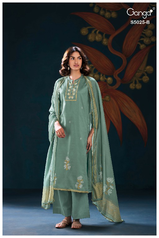 GANGA FIORI S5025 WHOLESALE PREMIUM COTTON CLASSY DESIGN UNSTITCH SALWAR SUITS SUPPLIER