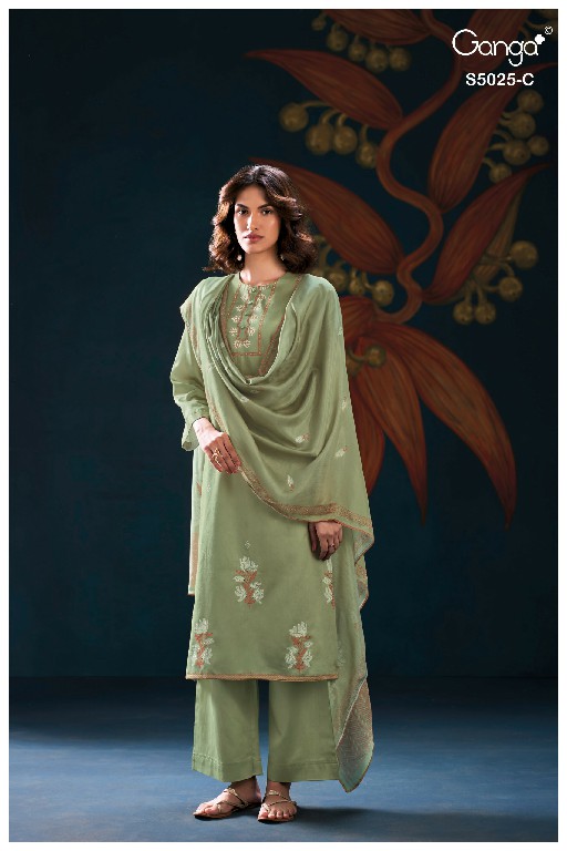 GANGA FIORI S5025 WHOLESALE PREMIUM COTTON CLASSY DESIGN UNSTITCH SALWAR SUITS SUPPLIER