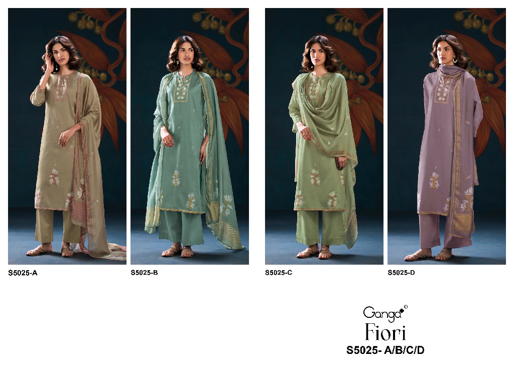 GANGA FIORI S5025 WHOLESALE PREMIUM COTTON CLASSY DESIGN UNSTITCH SALWAR SUITS SUPPLIER