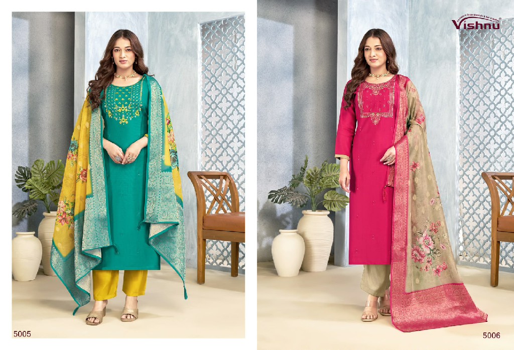 VISHNU SARITA WHOLESALE VERTICAN SILK BEAUTIFUL UNSTITCH SALWAR SUITS FOR EXPORT
