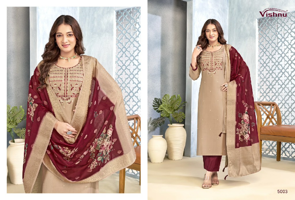 VISHNU SARITA WHOLESALE VERTICAN SILK BEAUTIFUL UNSTITCH SALWAR SUITS FOR EXPORT