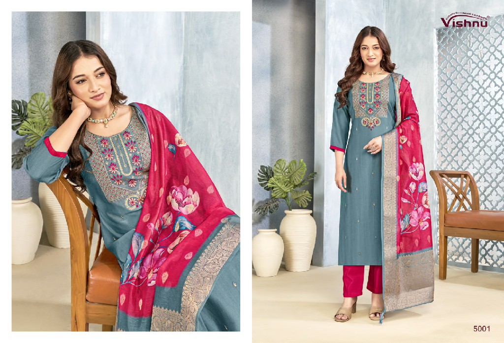 VISHNU SARITA WHOLESALE VERTICAN SILK BEAUTIFUL UNSTITCH SALWAR SUITS FOR EXPORT