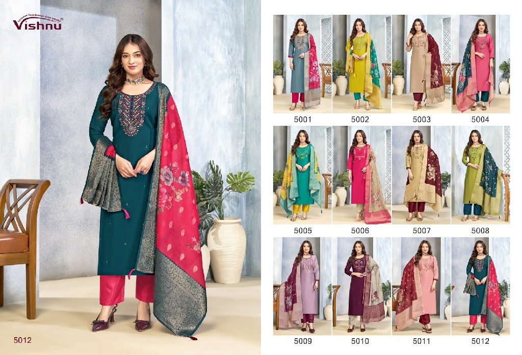 VISHNU SARITA WHOLESALE VERTICAN SILK BEAUTIFUL UNSTITCH SALWAR SUITS FOR EXPORT