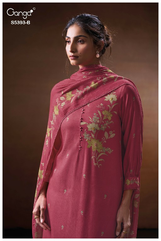 GANGA RIVEYA S5393 WHOLESALE PURE WOOL PASHMINA WINTER WEAR UNSTITCH SALWAR SUITS EXPORTER
