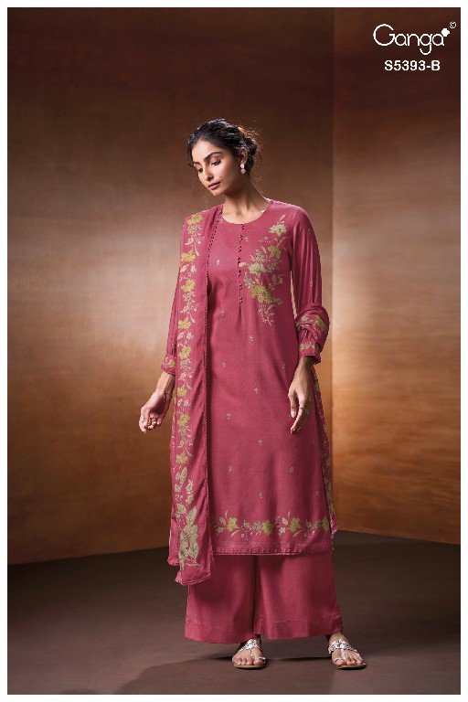 GANGA RIVEYA S5393 WHOLESALE PURE WOOL PASHMINA WINTER WEAR UNSTITCH SALWAR SUITS EXPORTER