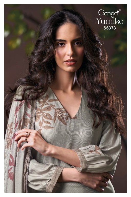 GANGA YUMIKO S5378 WHOLESALE PURE WOOL PASHMINA WINTER UNIQUE DESIGN UNSTITCH SALWAR SUITS SUPPLIER