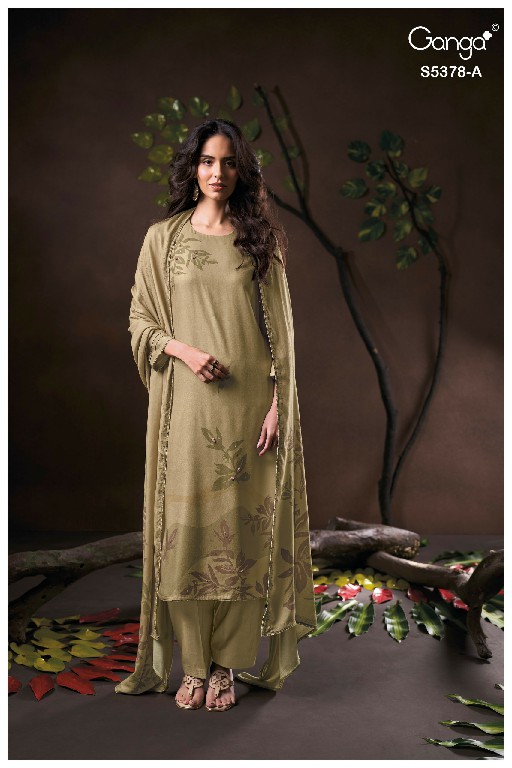 GANGA YUMIKO S5378 WHOLESALE PURE WOOL PASHMINA WINTER UNIQUE DESIGN UNSTITCH SALWAR SUITS SUPPLIER