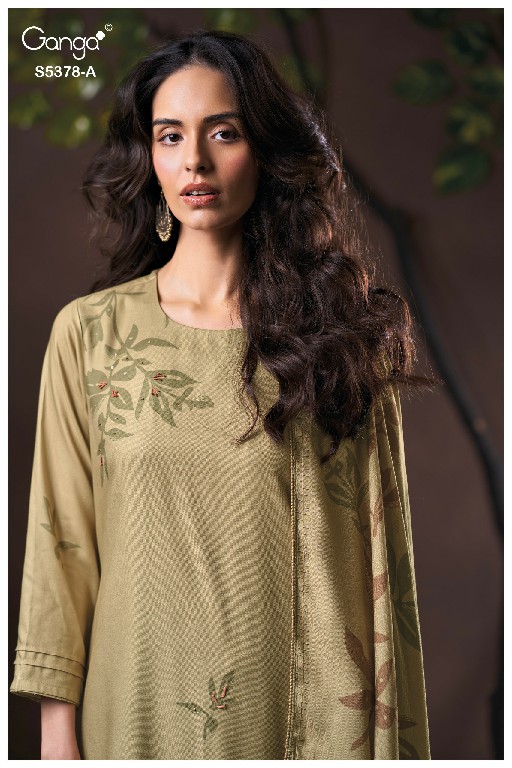 GANGA YUMIKO S5378 WHOLESALE PURE WOOL PASHMINA WINTER UNIQUE DESIGN UNSTITCH SALWAR SUITS SUPPLIER