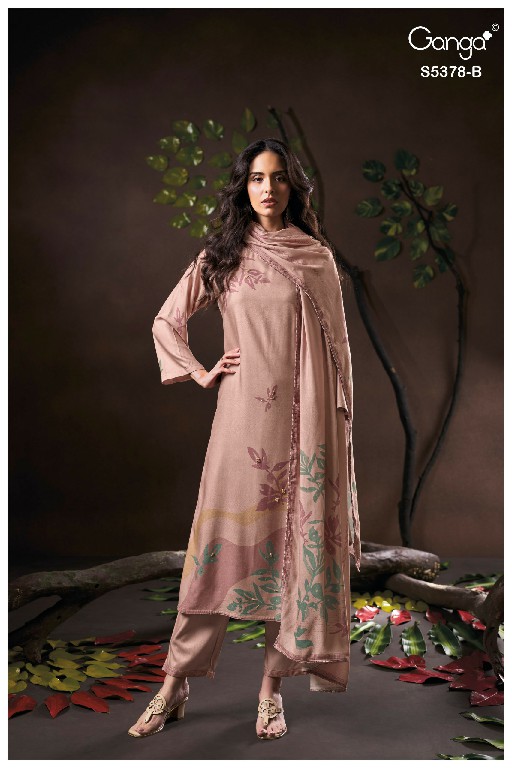 GANGA YUMIKO S5378 WHOLESALE PURE WOOL PASHMINA WINTER UNIQUE DESIGN UNSTITCH SALWAR SUITS SUPPLIER