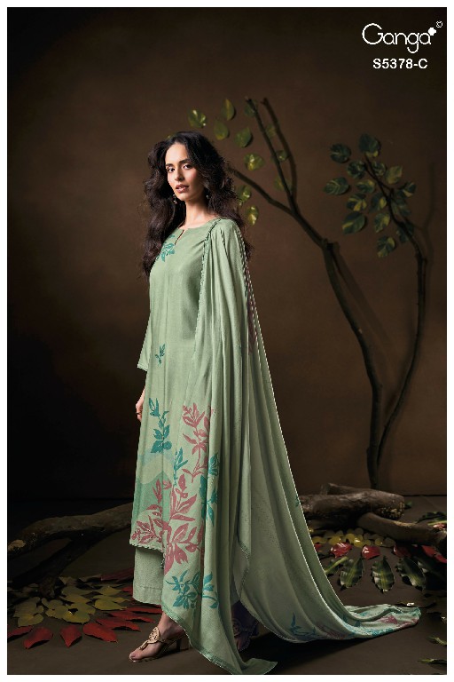 GANGA YUMIKO S5378 WHOLESALE PURE WOOL PASHMINA WINTER UNIQUE DESIGN UNSTITCH SALWAR SUITS SUPPLIER