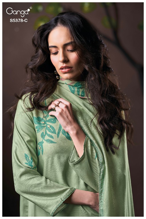 GANGA YUMIKO S5378 WHOLESALE PURE WOOL PASHMINA WINTER UNIQUE DESIGN UNSTITCH SALWAR SUITS SUPPLIER