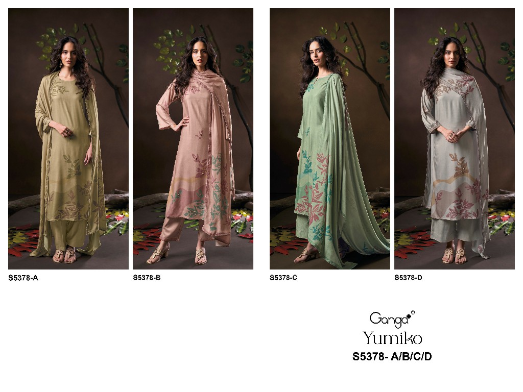 GANGA YUMIKO S5378 WHOLESALE PURE WOOL PASHMINA WINTER UNIQUE DESIGN UNSTITCH SALWAR SUITS SUPPLIER