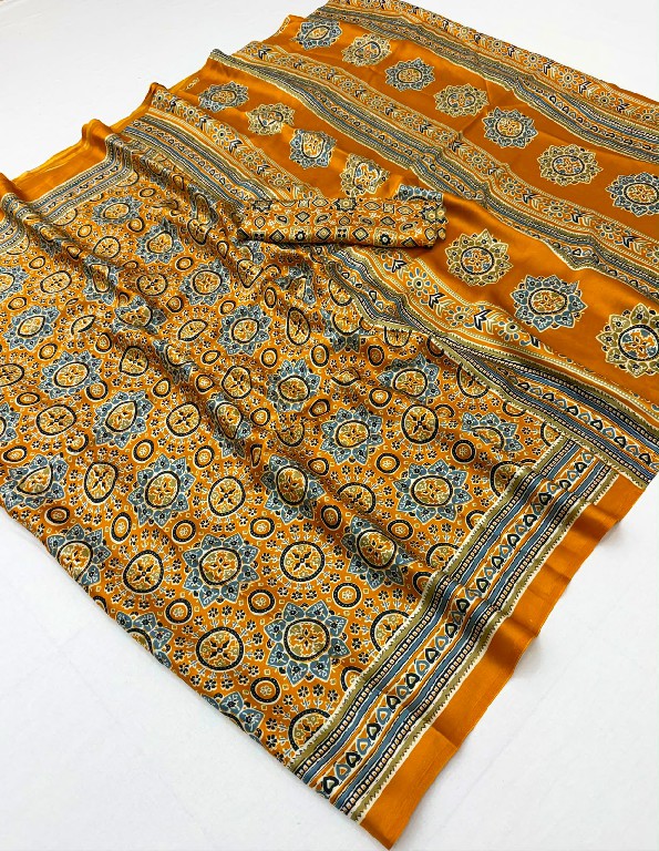 RAJTEX PURE AJRAKH VOL 48 WHOLESALE MODAL SATIN AJRAKH PRINT CASUAL WEAR SAREES FOR WOMEN SUPPLIER