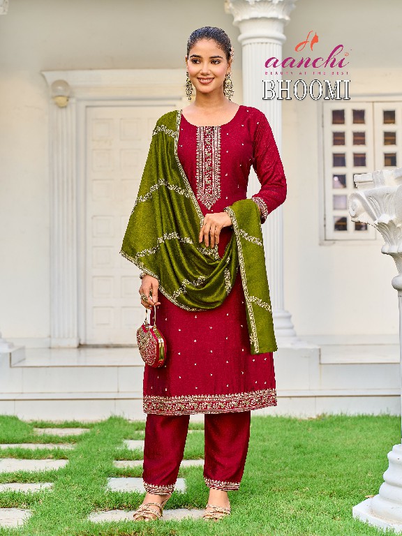 AANCHI BHOOMI WHOLESALE READYMADE VICHITRA SILK FASHIONABLE 3 PCS SUITS FOR EXPORT