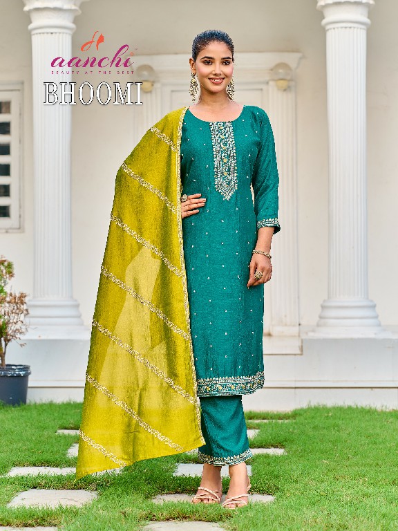 AANCHI BHOOMI WHOLESALE READYMADE VICHITRA SILK FASHIONABLE 3 PCS SUITS FOR EXPORT