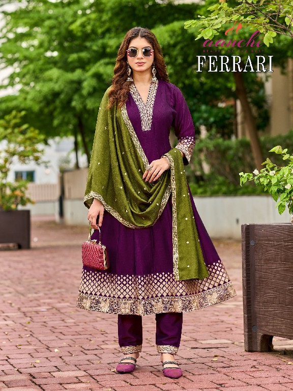 AANCHI FERRARI WHOLESALE READYMADE VICHITRA SILK LATEST FASHION 3 PCS SUITS EXPORTER