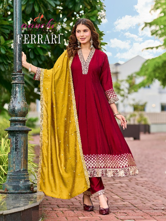 AANCHI FERRARI WHOLESALE READYMADE VICHITRA SILK LATEST FASHION 3 PCS SUITS EXPORTER