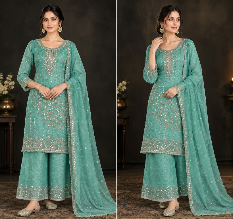 NLO D.NO 1242 WHOLESALE READYMADE SALSA BEADS WORK ELEGANT LOOK 3 PCS SUITS ONLINE