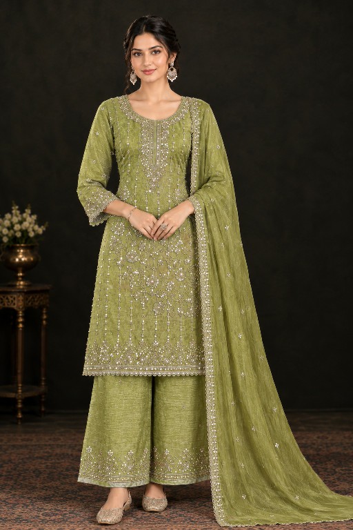 NLO D.NO 1242 WHOLESALE READYMADE SALSA BEADS WORK ELEGANT LOOK 3 PCS SUITS ONLINE