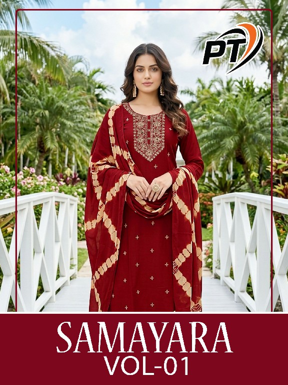 PADMAVATI TEXTILES SAMAYARA VOL 1 WHOLESALE READYMADE VERTICAN STYLISH LOOK 3 PCS SUITS EXPORTER
