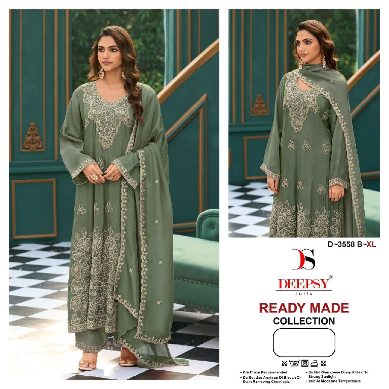 DEEPSY D.NO 3558 WHOLESALE READYMADE VISCOSE TISSUE SILK ANARKALI SPECIAL 3 PCS SUITS FOR EXPORT