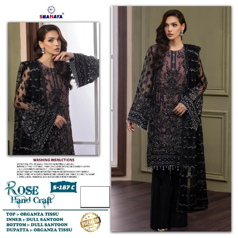 SHANAYA ROSE HAND CRAFT D.NO 187 WHOLESALE ORGANZA TISSUE HEAVY WORK UNSTITCH SALWAR KAMEEZ ONLINE