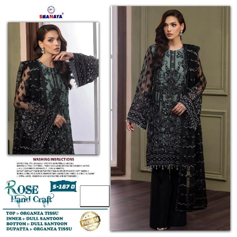 SHANAYA ROSE HAND CRAFT D.NO 187 WHOLESALE ORGANZA TISSUE HEAVY WORK UNSTITCH SALWAR KAMEEZ ONLINE