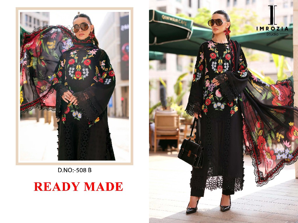 IMROZIA D.NO 508 WHOLESALE READYMADE CAMBRIC COTTON MODERN LOOK 3 PCS SUITS SUPPLIER