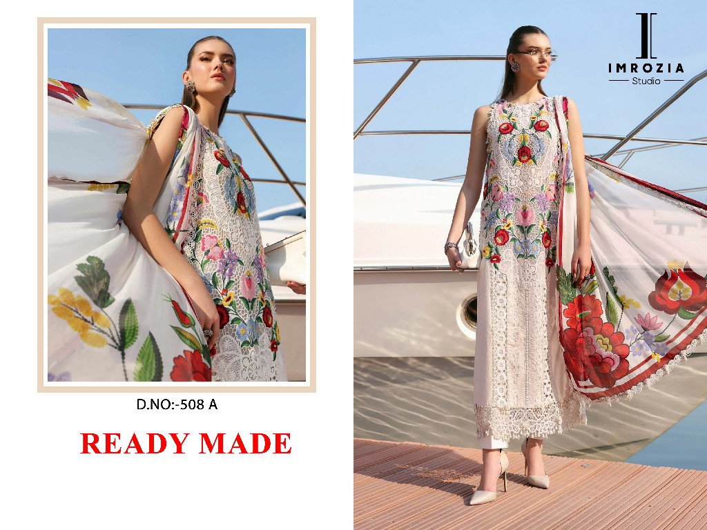 IMROZIA D.NO 508 WHOLESALE READYMADE CAMBRIC COTTON MODERN LOOK 3 PCS SUITS SUPPLIER