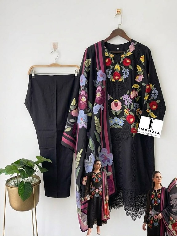 IMROZIA D.NO 508 WHOLESALE READYMADE CAMBRIC COTTON MODERN LOOK 3 PCS SUITS SUPPLIER