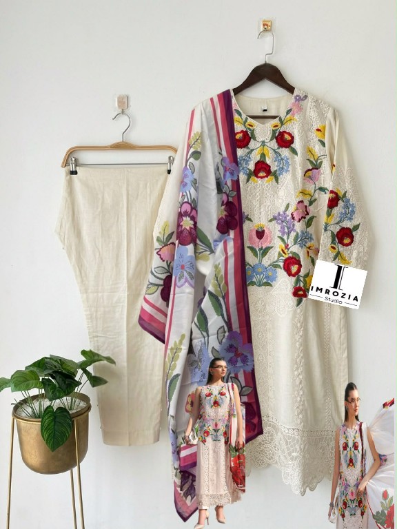 IMROZIA D.NO 508 WHOLESALE READYMADE CAMBRIC COTTON MODERN LOOK 3 PCS SUITS SUPPLIER