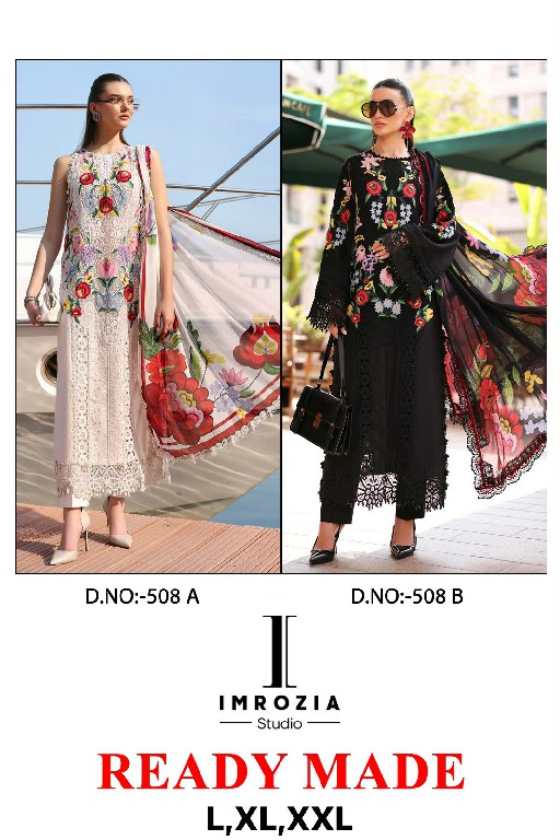 IMROZIA D.NO 508 WHOLESALE READYMADE CAMBRIC COTTON MODERN LOOK 3 PCS SUITS SUPPLIER