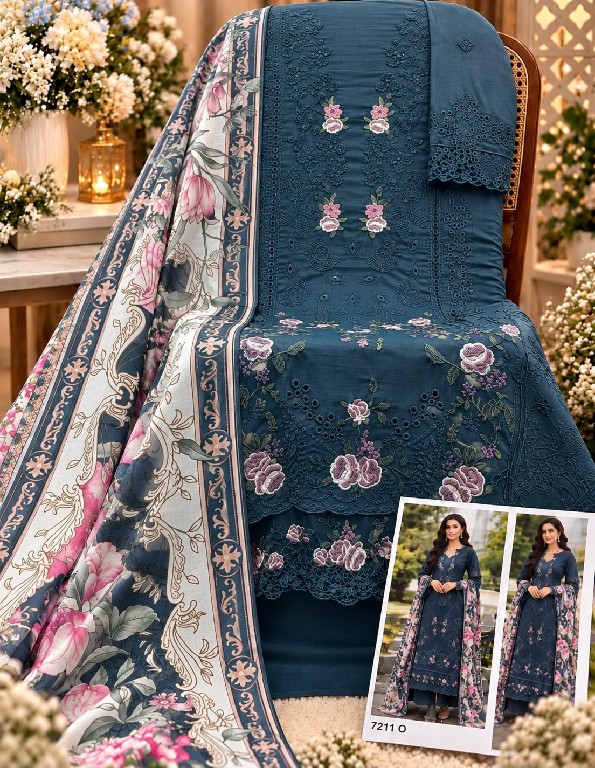 SANIYA TRENDZ D.NO 7211N TO 7211Q WHOLESALE COTTON CHIKANKARI EMBROIDERED UNSTITCH SALWAR SUITS EXPORTER