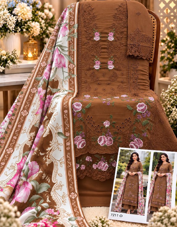 SANIYA TRENDZ D.NO 7211N TO 7211Q WHOLESALE COTTON CHIKANKARI EMBROIDERED UNSTITCH SALWAR SUITS EXPORTER