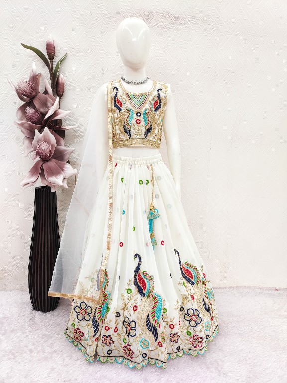 TEXTILEDEAL PRESENT READYMADE GEORGETTE NEW PEACOCK DESIGN LEHENGA CHOLI FOR KIDS ONLINE