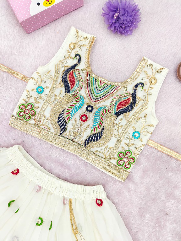 TEXTILEDEAL PRESENT READYMADE GEORGETTE NEW PEACOCK DESIGN LEHENGA CHOLI FOR KIDS ONLINE