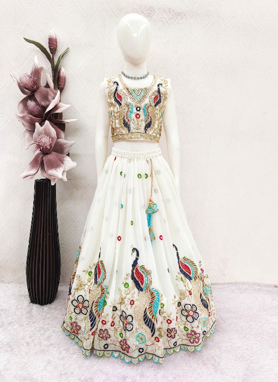 TEXTILEDEAL PRESENT READYMADE GEORGETTE NEW PEACOCK DESIGN LEHENGA CHOLI FOR KIDS ONLINE