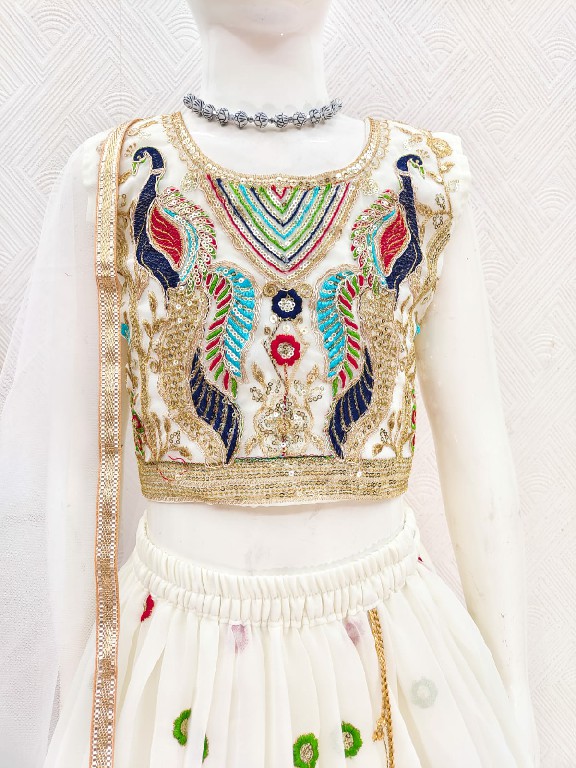 TEXTILEDEAL PRESENT READYMADE GEORGETTE NEW PEACOCK DESIGN LEHENGA CHOLI FOR KIDS ONLINE