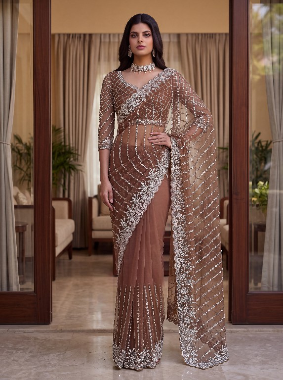 DVD D.NO 5191 WHOLESALE NET DESIGNER HAND WORK SAREES FOR WOMEN ONLINE