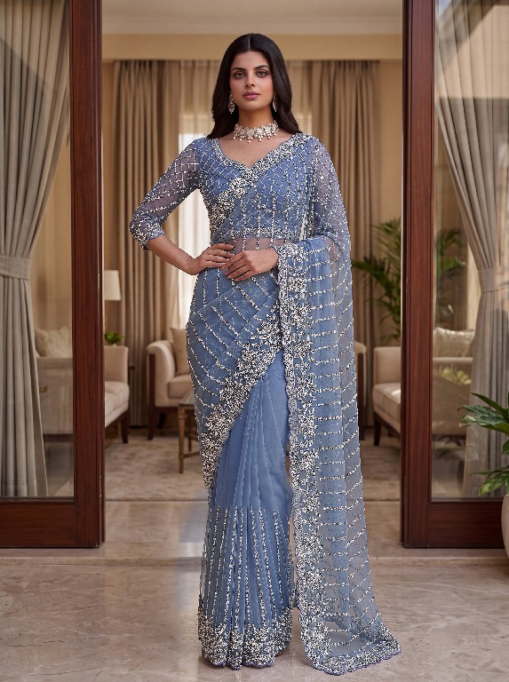 DVD D.NO 5191 WHOLESALE NET DESIGNER HAND WORK SAREES FOR WOMEN ONLINE