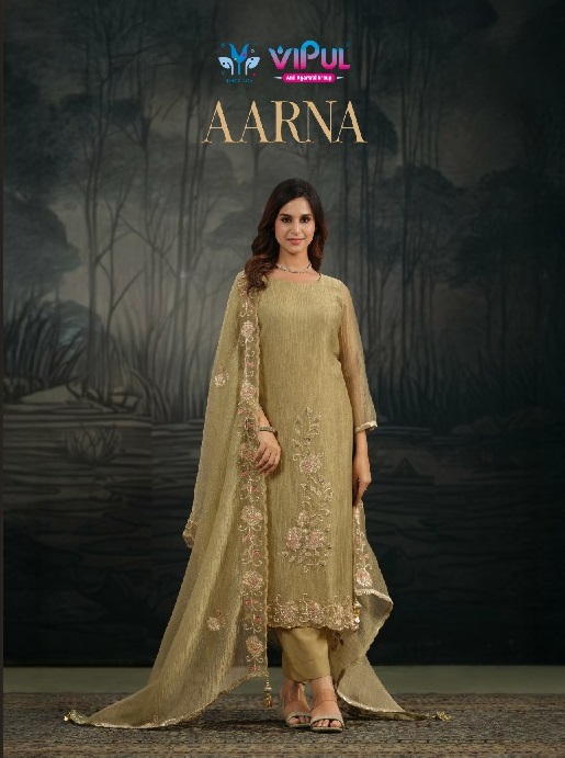 VIPUL AARNA WHOLESALE SALSA ZARI CHIFFON PARTY WEAR UNSTITCH SALWAR SUITS EXPORTER