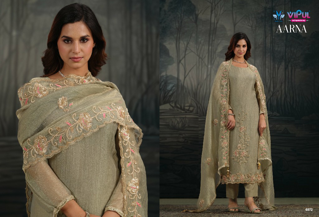 VIPUL AARNA WHOLESALE SALSA ZARI CHIFFON PARTY WEAR UNSTITCH SALWAR SUITS EXPORTER