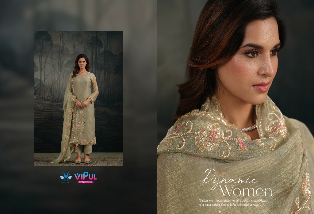 VIPUL AARNA WHOLESALE SALSA ZARI CHIFFON PARTY WEAR UNSTITCH SALWAR SUITS EXPORTER