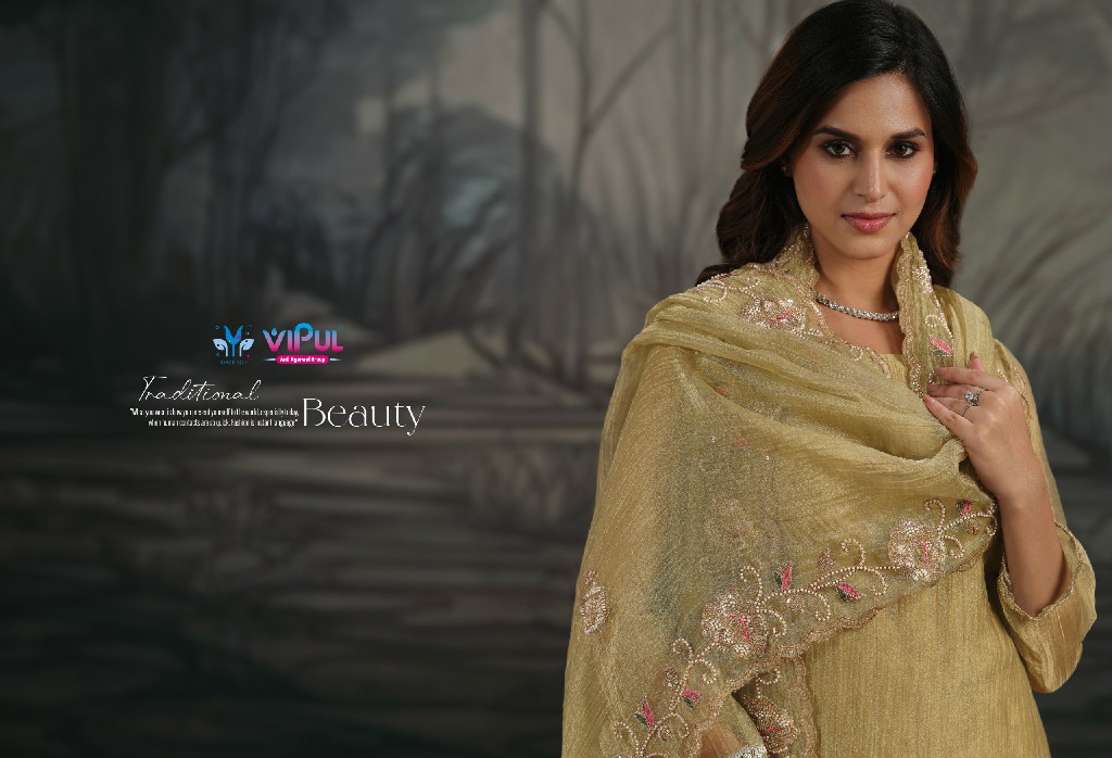 VIPUL AARNA WHOLESALE SALSA ZARI CHIFFON PARTY WEAR UNSTITCH SALWAR SUITS EXPORTER